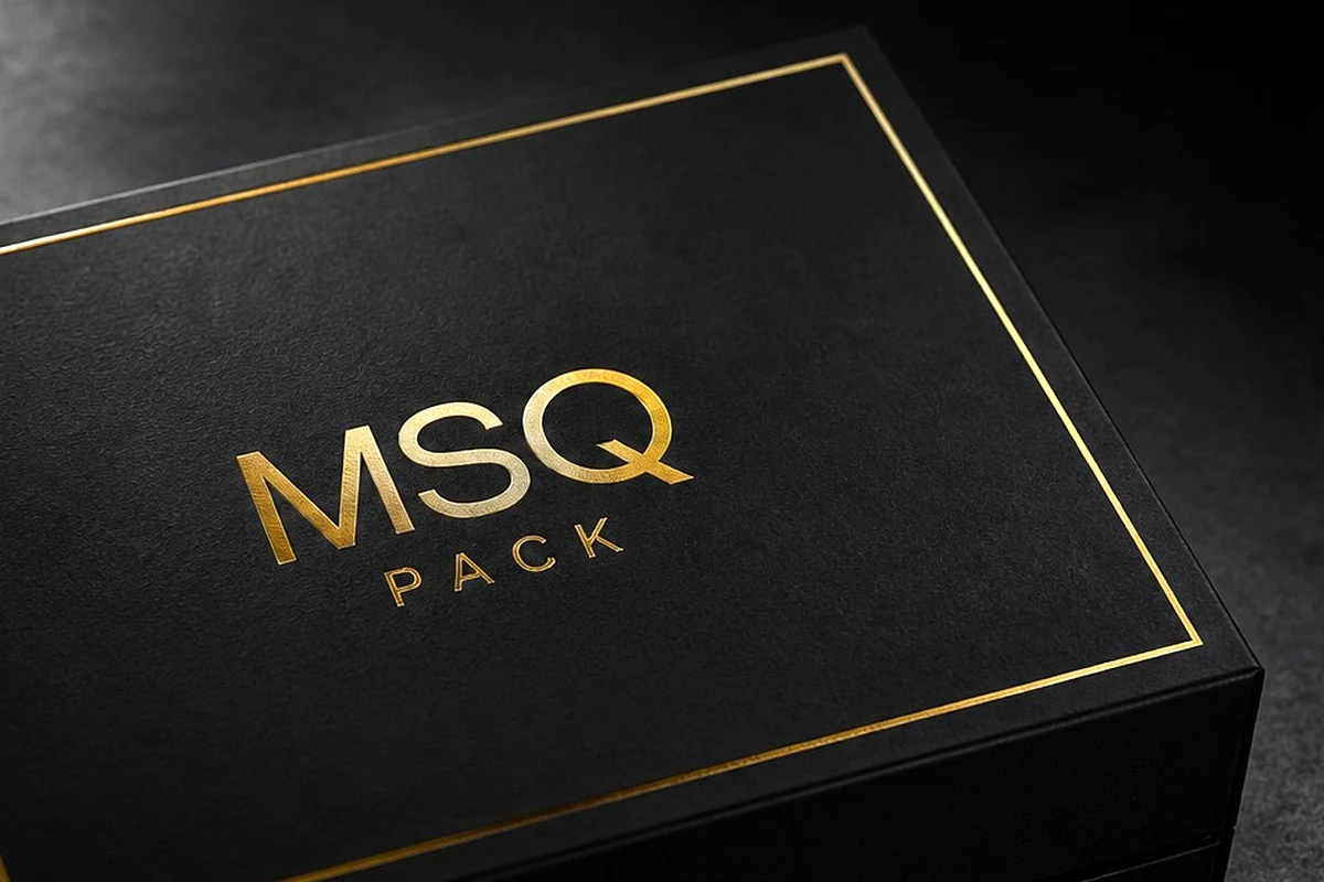 Metallic foil stamping and tactile paper finish detail